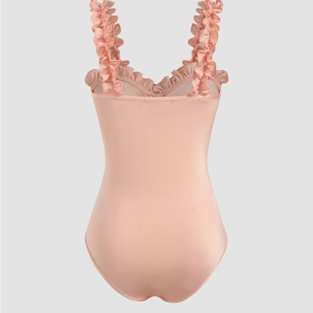 Cider Solid Ruffle Strap Bodysuit - Picture 2 of 4